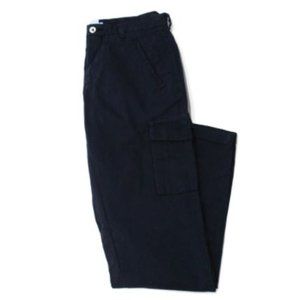 Mens Cargo Pants Slim Cut Rolled Hem Cotton Navy Blue XS